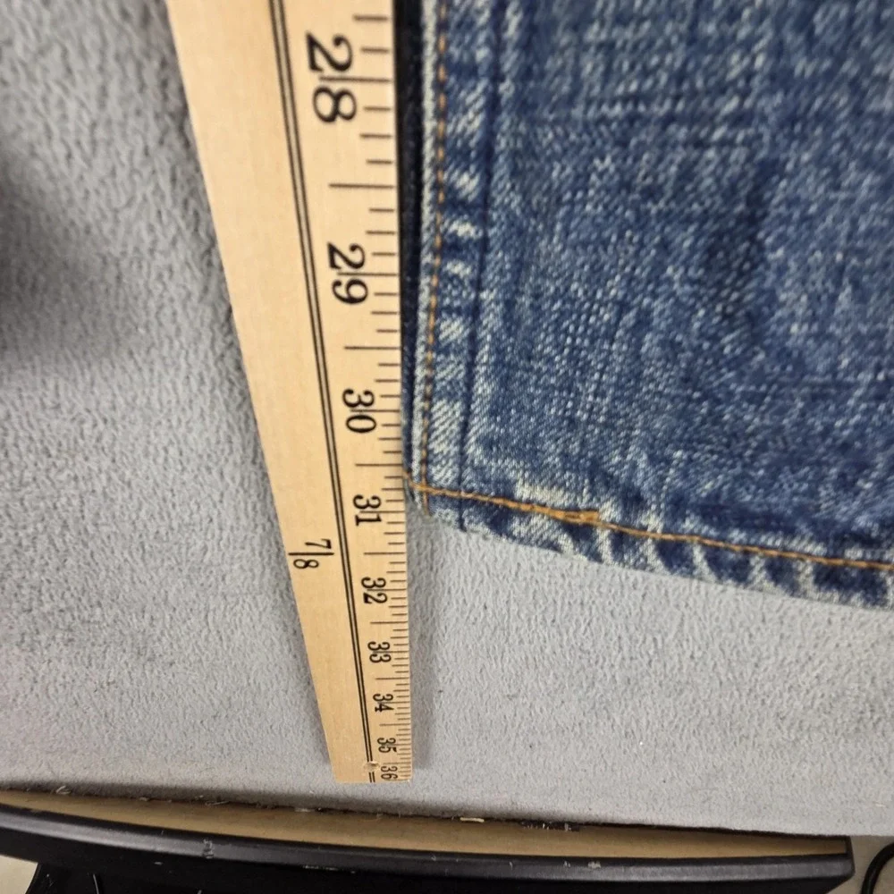Selvedge Jeans Womens Blue Thrashed Patchwork Plaid Whiskers Studded‎ Fits 27x30